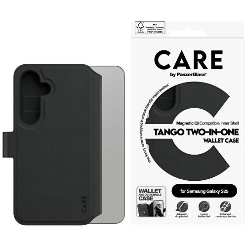 CARE by PanzerGlass Feature Tango 2w1 Wallet Samsung Galaxy S25 tok, fekete
