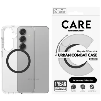   CARE by PanzerGlass Flagship Urban Combat case QI Samsung Galaxy S25 tok, átlátszó