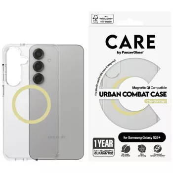   CARE by PanzerGlass Flagship Urban Combat QI Samsung Galaxy S25 Plus tok, átlátszó-tok, sárga