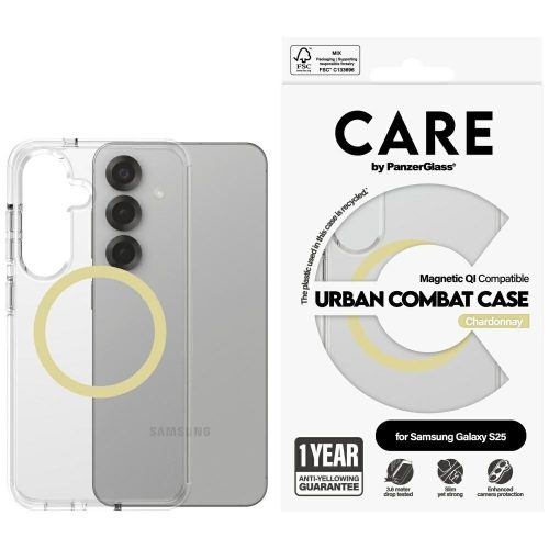 CARE by PanzerGlass Flagship Urban Combat case QI Samsung Galaxy S25 tok, átlátszó