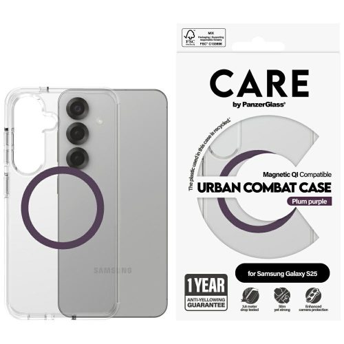 CARE by PanzerGlass Flagship Urban Combat case QI Samsung Galaxy S25 tok, átlátszó