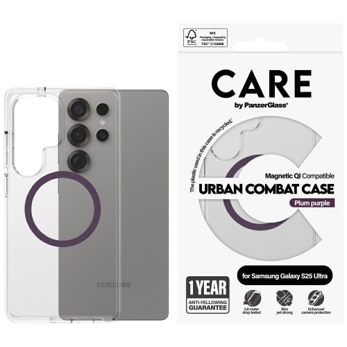 CARE by PanzerGlass Flagship Urban Combat case QI Samsung Galaxy S25 Ultra tok, átlátszó