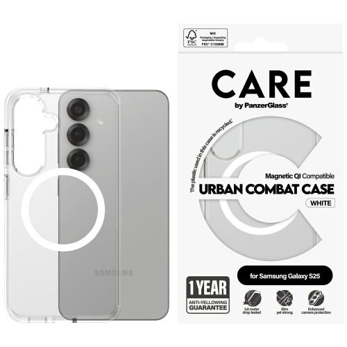 CARE by PanzerGlass Flagship Urban Combat case QI Samsung Galaxy S25 tok, átlátszó