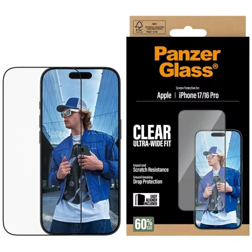 PanzerGlass Ultra-Wide Fit EasyAligner Tempered Glass iPhone 17 / 16 Pro edzett üvegfólia