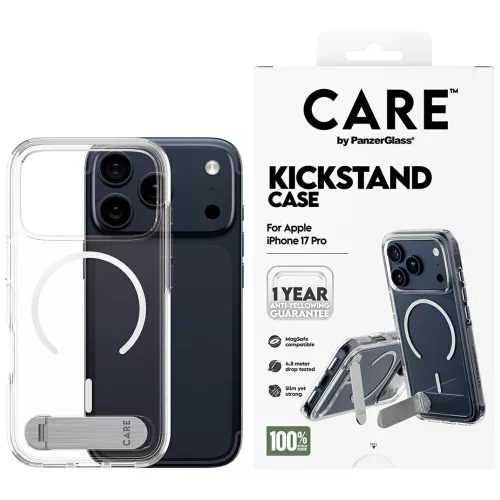 CARE by PanzerGlass Feature w. Kickstand MagSafe iPhone 17 Pro tok, átlátszó