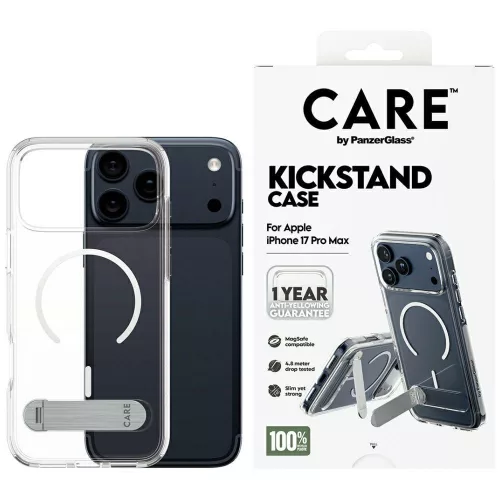 CARE by PanzerGlass Feature w. Kickstand MagSafe iPhone 17 Pro Max tok, átlátszó