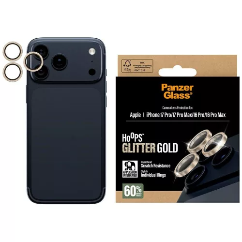 Tempered glass lens protector PanzerGlass Hoops Glitter iPhone 17 Pro / 17 Pro Max / 16 Pro kameravédő