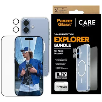   CARE by PanzerGlass Flagship Explorer 3in1 Case + Glass + Lens Protection Kit iPhone 17, átlátszó