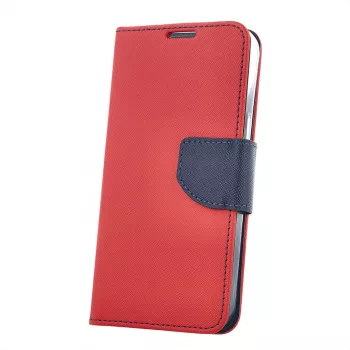   Smart Fancy iPhone 15 Plus 6,7" oldalra nyíló tok, piros-kék