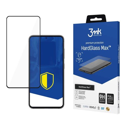 3MK HardGlass Max Samsung Galaxy S23 5G, teljes képernyős ujjlenyomamentes edzett üvegfólia, fekete