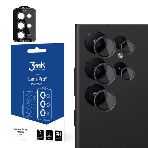 3MK Lens Protection Pro Samsung Galaxy S24 Ultra, kamera objektív védelem rögzítőkerettel 1db, fekete