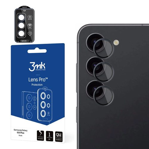3MK Lens Protection Pro Samsung Galaxy S24 Plus, kamera objektív védelem rögzítőkerettel 1db, fekete