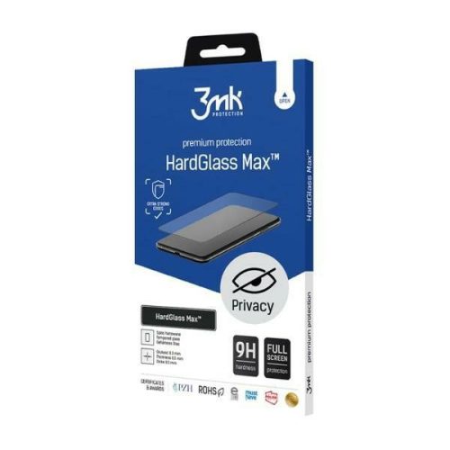 3MK HardGlass Max Privacy Samsung Galaxy S24 Plus, teljes képernyős ujjlenyomamentes edzett üvegfólia, fekete