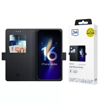   3MK Wallet Case iPhone 16 Pro Max 6.9" oldalra nyíló tok, fekete