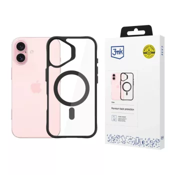   3mk Satin Armor MagCase with MagSafe iPhone 16, átlátszó fekete kerettel