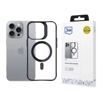   3mk Satin Armor MagCase with MagSafe iPhone 16 Pro, átlátszó fekete kerettel