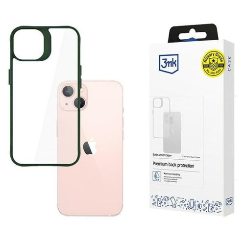 3MK Satin Armor Case+ iPhone 15 tok, zöld
