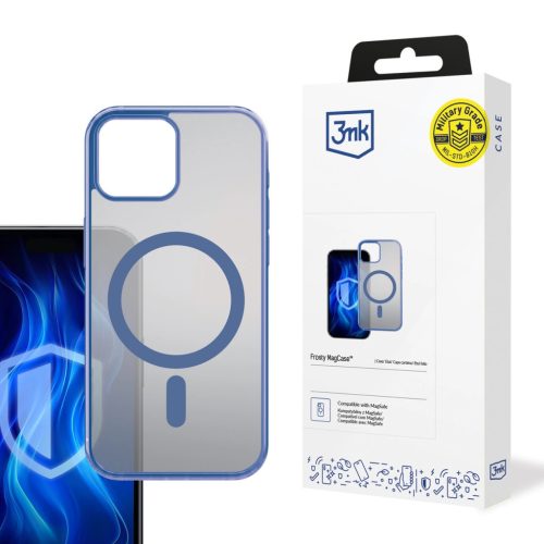 3mk Frosty MagCase tok, kék Apple iPhone 14 tok, átlátszó