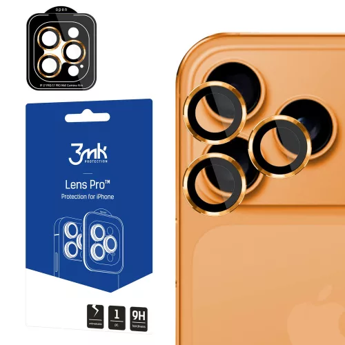 3mk Lens Protection Pro Tempered Glass iPhone 17 Pro / 17 Pro Max kameravédő, narancs