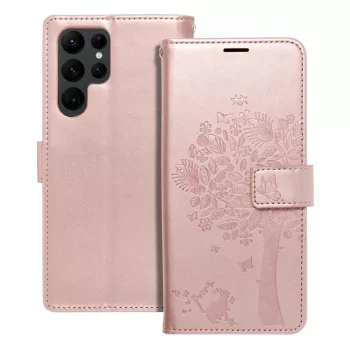   MEZZO Book case, oldalra nyíló tok SAMSUNG S22 Ultra fa, rozéarany