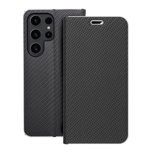 LUNA Book Carbon oldalra nyíló tok Samsung Galaxy S23 Ultra, fekete