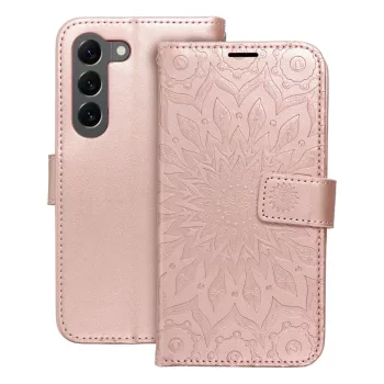 MEZZO Book case Samsung Galaxy S23 mandala rose tok, arany