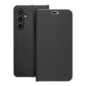   LUNA Book Carbon oldalra nyíló tok Samsung Galaxy S23 FE, fekete