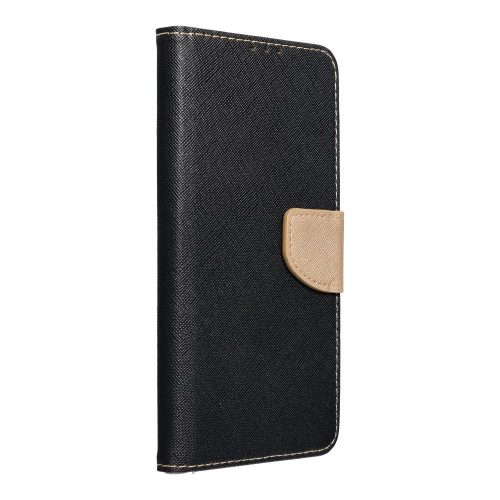 FANCY Book case Samsung Galaxy S25 tok, fekete-arany