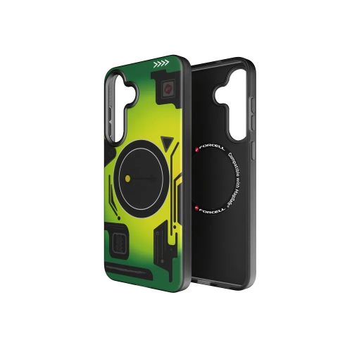 FORCELL F-PROTECT Levels with Dual Layer 4D technology, Miliatry Drop-Test compatible with MagSafe Samsung Galaxy S25 PLUS tok, cyber tok, zöld