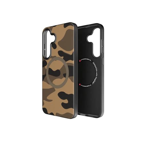 FORCELL F-PROTECT Levels with Dual Layer 4D technology, Miliatry Drop-Test compatible with MagSafe Samsung Galaxy S25 PLUS tok, desert camo
