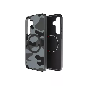   FORCELL F-PROTECT Levels with Dual Layer 4D technology, Miliatry Drop-Test compatible with MagSafe Samsung Galaxy S25 PLUS tok, fekete camo
