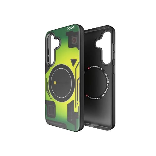 FORCELL F-PROTECT Levels with Dual Layer 4D technology, Miliatry Drop-Test compatible with MagSafe Samsung Galaxy S25 tok, cyber tok, zöld
