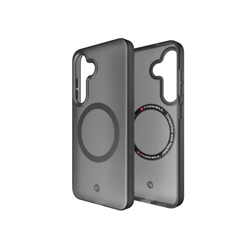 FORCELL F-PROTECT Levels with Dual Layer 4D technology, Miliatry Drop-Test compatible with MagSafe Samsung Galaxy S25 smoky tok, fekete