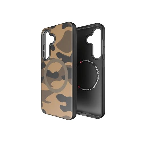 FORCELL F-PROTECT Levels with Dual Layer 4D technology, Miliatry Drop-Test compatible with MagSafe Samsung Galaxy S25 tok, desert camo