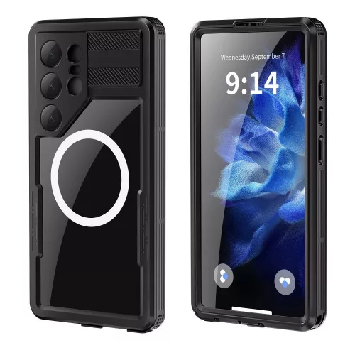 Waterproof case SHELLBOX MARS metal ring SAMSUNG GALAXY S25 Ultra tok, fekete