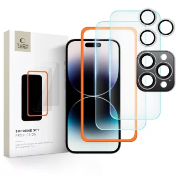   Tech-Protect Supreme Set tempered glass iPhone 16 Protok, átlátszó (3 pcs.)
