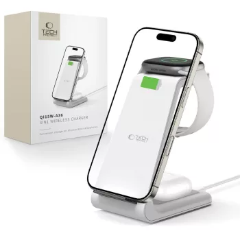  TECH-PROTECT QI15W-A36 3IN1 WIRELESS CHARGER APPLE készülékekhez, fehér