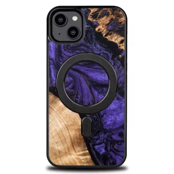   Wood and resin iPhone 15 Plus MagSafe Bewood Unique  tok, lila tok, színes