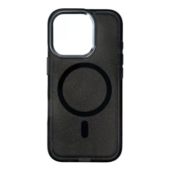 Glitter Case MagSafe iPhone 16 Pro - tok, fekete
