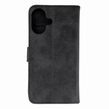 Leather Book Case iPhone 16 - tok, fekete
