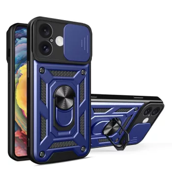   Hybrid Armor Camshield iPhone 16 ütésálló hátlap, tok, kék