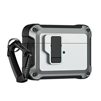   Apple Airpods 4 Pro Armor Case ütésálló tok, ezüst-fekete