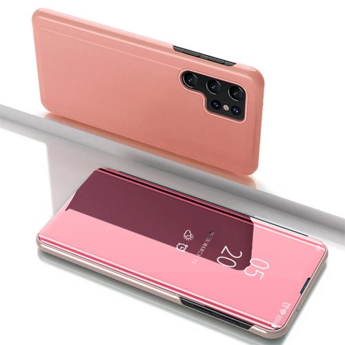 Clear View Case Samsung Galaxy S25 Cover with Flip tok, rózsaszín