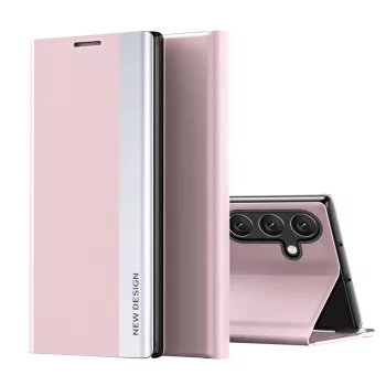   Sleep Case Pro Samsung Galaxy S25 Case with Flip and Stand tok, rózsaszín