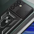 Hybrid Armor Camshield with Camera Cover and Metal Ring Samsung Galaxy S25 tok, fekete