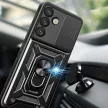 Hybrid Armor Camshield with Camera Cover and Metal Ring Samsung Galaxy S25 Plus tok, fekete