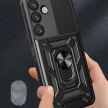 Hybrid Armor Camshield with Camera Cover and Metal Ring Samsung Galaxy S25 Plus tok, fekete