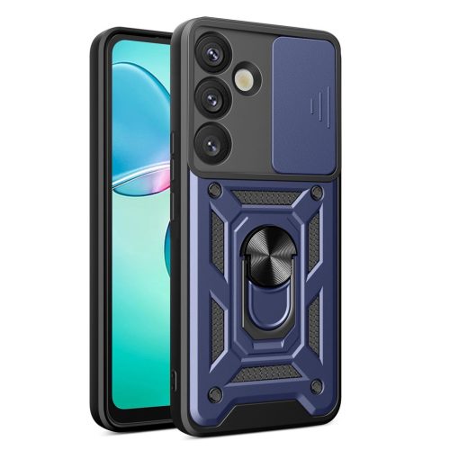 Hybrid Armor Camshield with Camera Cover and Metal Ring Samsung Galaxy S25 Plus tok, kék