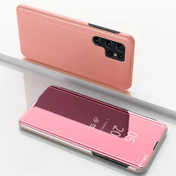   Clear View Case Samsung Galaxy S25 Ultra Flip Cover tok, rózsaszín