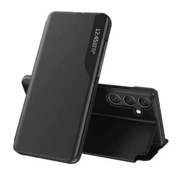   Eco Leather View Case Samsung Galaxy S24 FE Flip and Stand tok, fekete